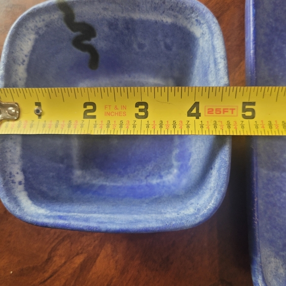 McCarty Pottery, Blue Square Plate and Bowl. - Picture 4 of 4